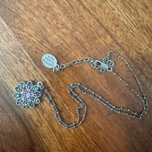 Anne Koplik Designs Silver Necklace with Multicolor Flower Pendant